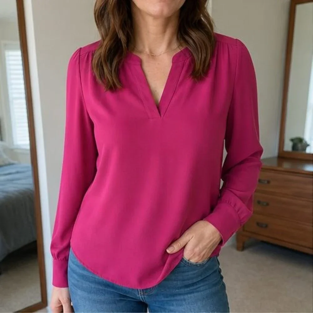 Burgundy Tie Neck Blouse